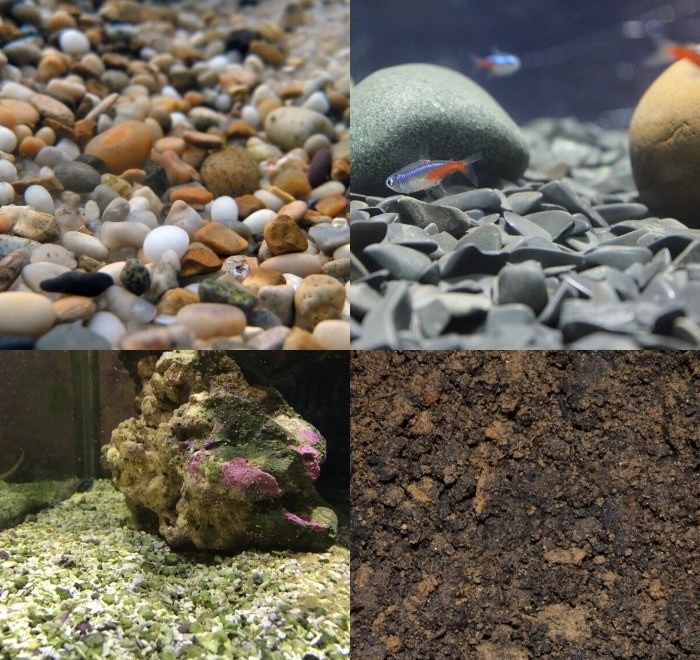 collage photo of best substrates for aquarium